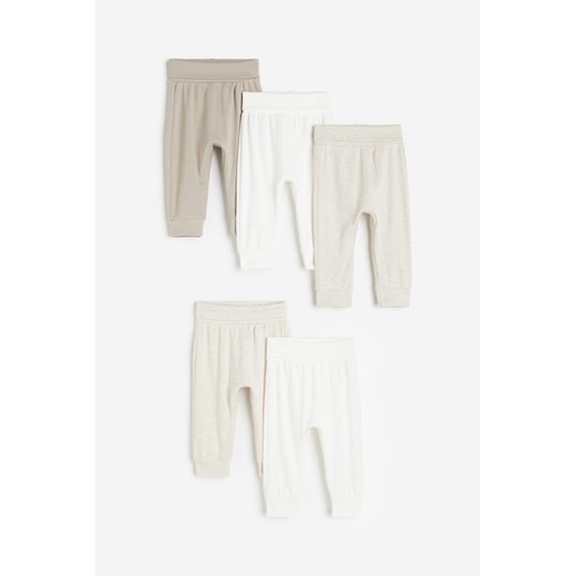 H & M - Bawełniane spodnie 5-pak - Beżowy ze sklepu H&M w kategorii Spodnie i półśpiochy - zdjęcie 169679197
