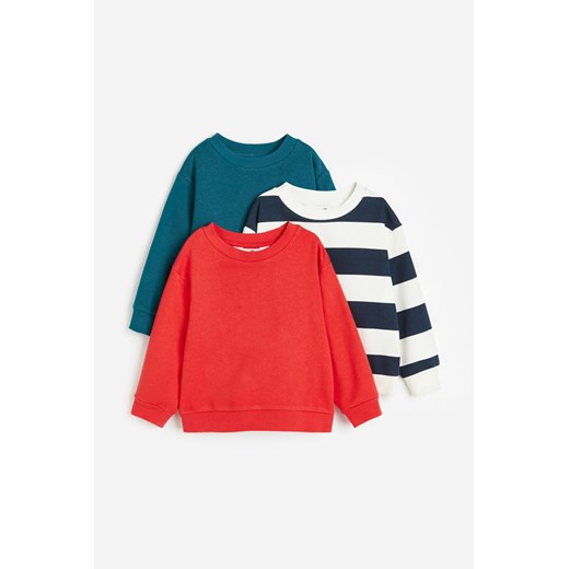 H & M - Bluza 3-pak - Czerwony ze sklepu H&M w kategorii Bluzy chłopięce - zdjęcie 169679209