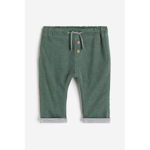 H & M - Sztruksowe spodnie z podszewką - Zielony ze sklepu H&M w kategorii Spodnie i półśpiochy - zdjęcie 169679249