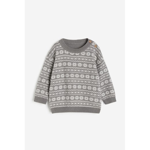 H & M - Żakardowy sweter - Szary ze sklepu H&M w kategorii Bluzy i swetry - zdjęcie 169679299