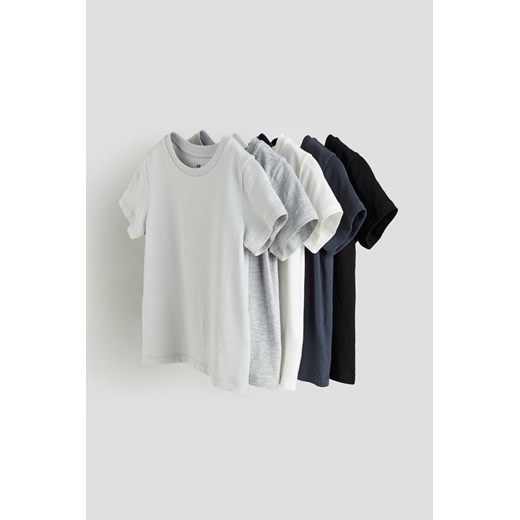 H & M - Bawełniany T-shirt 5-pak - Szary ze sklepu H&M w kategorii T-shirty chłopięce - zdjęcie 169679305