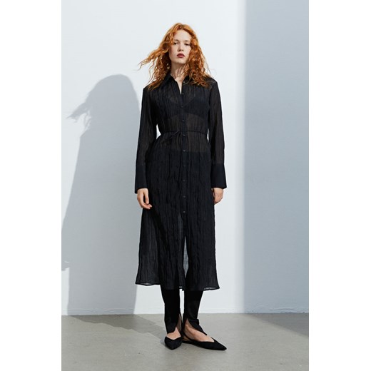H & M - Szmizjerka z wiązanym paskiem - Czarny ze sklepu H&M w kategorii Sukienki - zdjęcie 169679325
