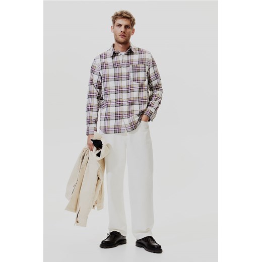 H & M - Flanelowa koszula Regular Fit - Biały ze sklepu H&M w kategorii Koszule męskie - zdjęcie 169679466