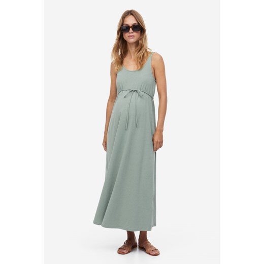 H & M - MAMA Bawełniana sukienka - Zielony ze sklepu H&M w kategorii Sukienki ciążowe - zdjęcie 169679499