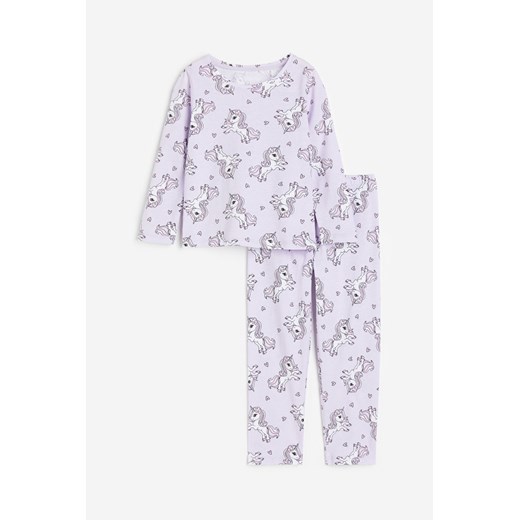 H & M - Dżersejowa piżama z bawełny - Fioletowy ze sklepu H&M w kategorii Piżamy dziecięce - zdjęcie 169679617