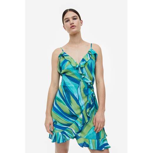 H & M - Kopertowa sukienka z falbaną - Turkusowy ze sklepu H&M w kategorii Sukienki - zdjęcie 169679719
