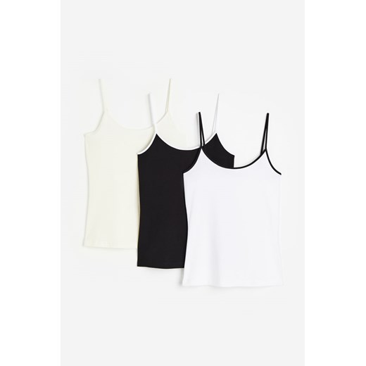 H & M - Top na ramiączkach 3-pak - Biały ze sklepu H&M w kategorii Bluzki damskie - zdjęcie 169679919