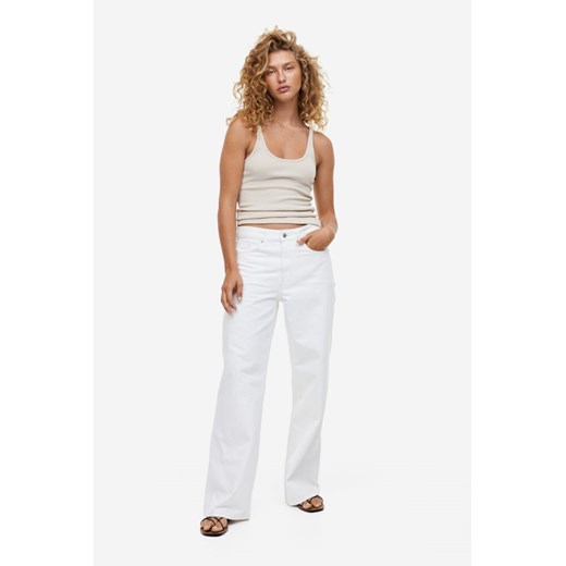 H & M - Baggy Regular Jeans - Biały H & M 48 H&M
