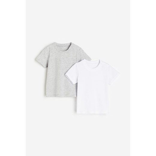 H & M - Bawełniany T-shirt 2-pak - Szary ze sklepu H&M w kategorii T-shirty chłopięce - zdjęcie 169679959