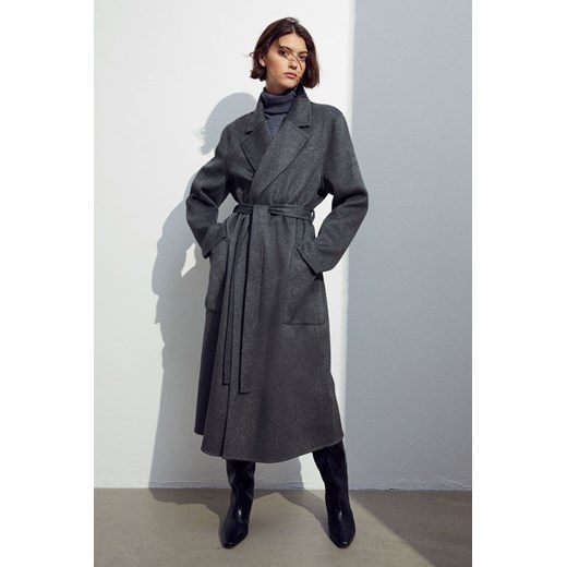 H & M - Wełniany płaszcz - Szary ze sklepu H&M w kategorii Płaszcze damskie - zdjęcie 169680005