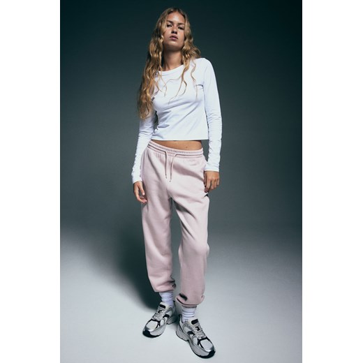 H & M - Joggersy z wysokim stanem - Różowy ze sklepu H&M w kategorii Spodnie damskie - zdjęcie 169680119
