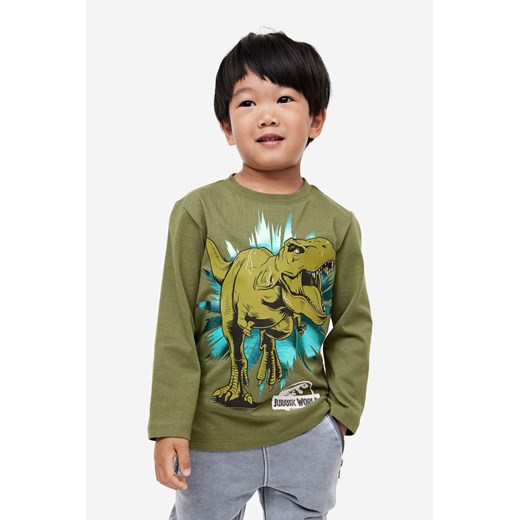 H & M - T-shirt z długim rękawem 2-pak - Zielony ze sklepu H&M w kategorii T-shirty chłopięce - zdjęcie 169680328