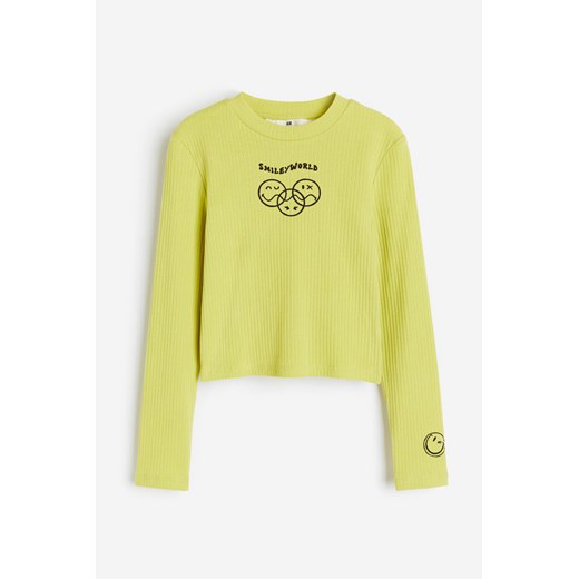 H & M - Top z dżerseju w prążki - Żółty ze sklepu H&M w kategorii Bluzki dziewczęce - zdjęcie 169680398