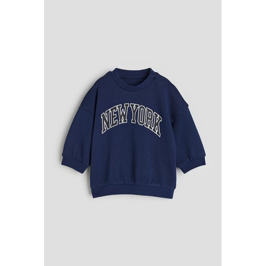 H & M - Bawełniana bluza z napisem - Niebieski ze sklepu H&M w kategorii Bluzy i swetry - zdjęcie 169680418