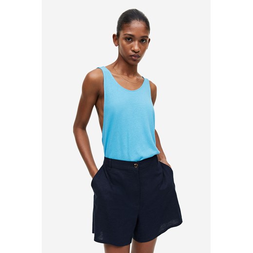 H & M - Koszulka z domieszką lnu - Niebieski ze sklepu H&M w kategorii Bluzki damskie - zdjęcie 169680946