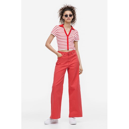 H & M - Szerokie spodnie z diagonalu - Czerwony H & M 32 H&M