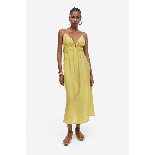 H & M - Sukienka ze sznurkiem do ściągania - Żółty H & M L H&M