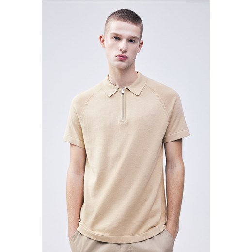 H & M - Koszulka polo Muscle Fit - Beżowy ze sklepu H&M w kategorii T-shirty męskie - zdjęcie 169681537