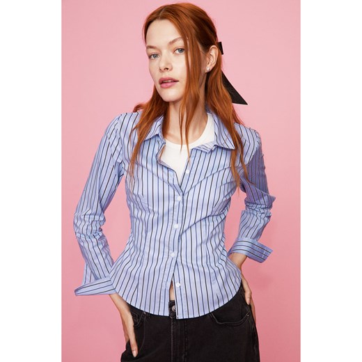 H & M - Dopasowana koszula popelinowa - Niebieski ze sklepu H&M w kategorii Koszule damskie - zdjęcie 169681767