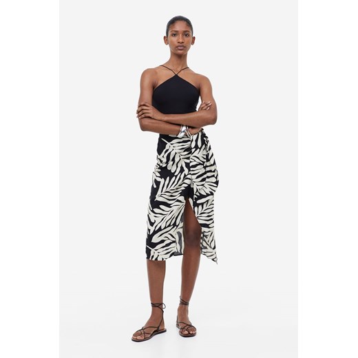 H & M - Kopertowa spódnica z domieszką lnu - Czarny ze sklepu H&M w kategorii Spódnice - zdjęcie 169681819