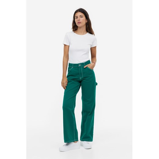H & M spodnie damskie zielone retro 