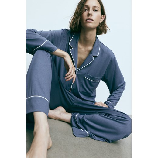 H & M - Piżama z koszulą i spodniami - Niebieski H & M L H&M