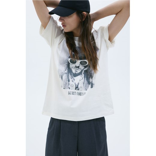 H & M - Obszerny T-shirt z nadrukiem - Biały ze sklepu H&M w kategorii Bluzki damskie - zdjęcie 169682166