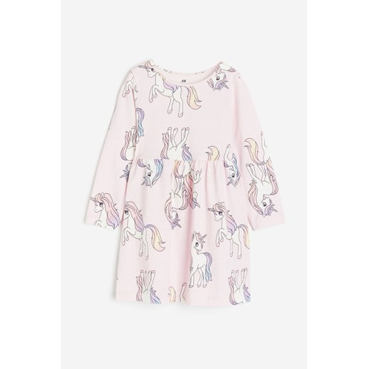 H & M - Dżersejowa sukienka z bawełny - Różowy ze sklepu H&M w kategorii Sukienki dziewczęce - zdjęcie 169682169