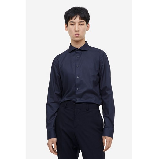 H & M - Koszula z bawełny premium Slim Fit - Niebieski ze sklepu H&M w kategorii Koszule męskie - zdjęcie 169682536