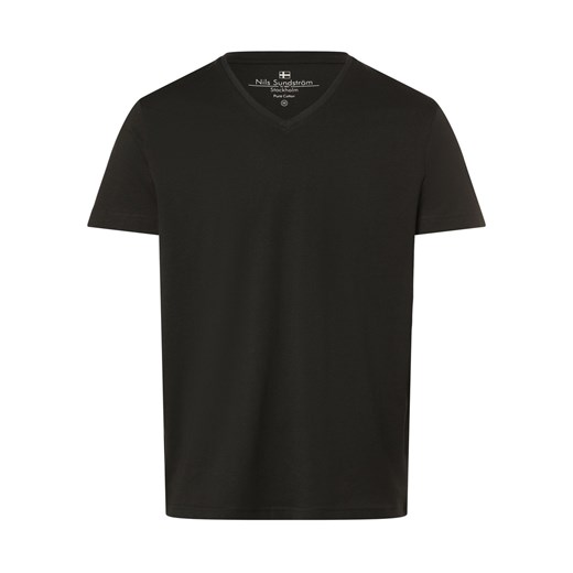 Nils Sundström T-shirt męski Mężczyźni Dżersej antracytowy jednolity ze sklepu vangraaf w kategorii T-shirty męskie - zdjęcie 169683496