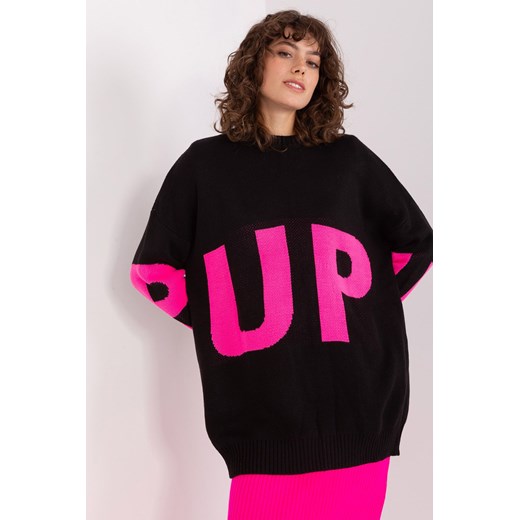 Czarny długi sweter oversize ze ściągaczami ze sklepu 5.10.15 w kategorii Swetry damskie - zdjęcie 169684138