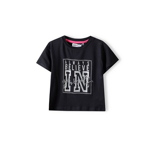 Czarna koszulka dla dziewczynki z nadrukiem ze sklepu 5.10.15 w kategorii Bluzki dziewczęce - zdjęcie 169684276