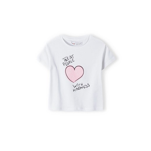 T-shirt bawełniany biały dla dziewczynki z nadrukiem Minoti 98/104 5.10.15