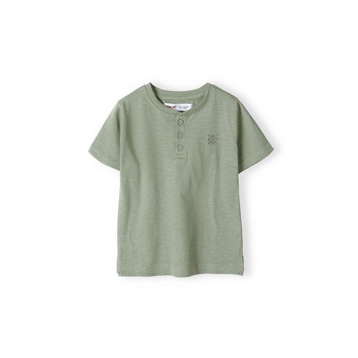 T-shirt bawełniany basic dla niemowlaka z guzikami khaki ze sklepu 5.10.15 w kategorii Koszulki niemowlęce - zdjęcie 169684499