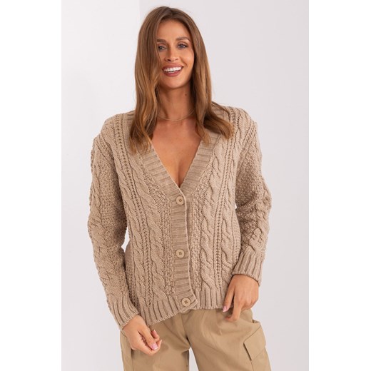 Sweter rozpinany z wełną ciemny bezowy ze sklepu 5.10.15 w kategorii Swetry damskie - zdjęcie 169684585