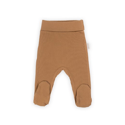 Beżowy półśpioch niemowlęcy z prążkowanej bawełny ze sklepu 5.10.15 w kategorii Spodnie i półśpiochy - zdjęcie 169684685