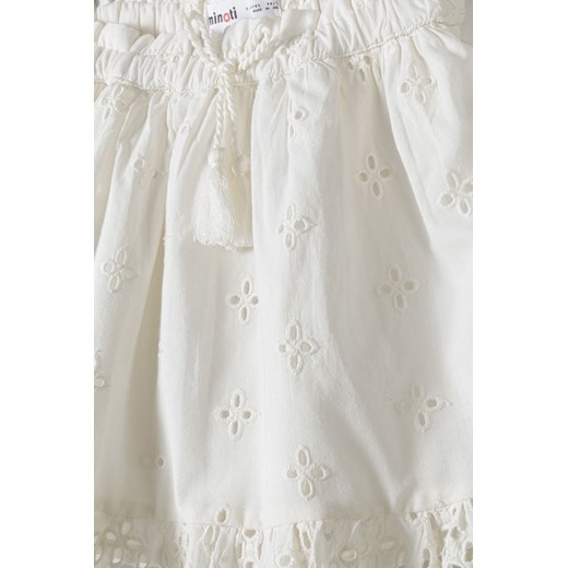 Biała spódniczka krótka haftowana z bawełny Minoti 98/104 5.10.15