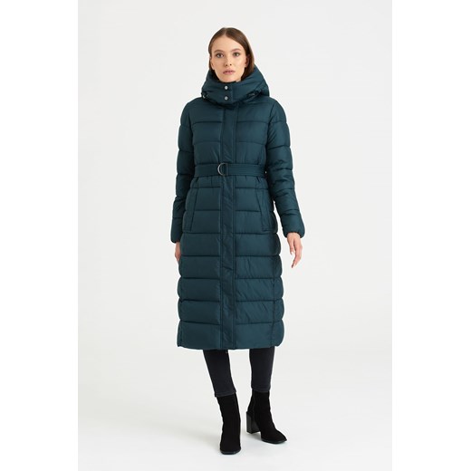 Zielony pikowany płaszcz damski zimowy ze sklepu 5.10.15 w kategorii Kurtki damskie - zdjęcie 169685089