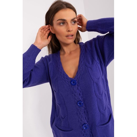 Fioletowy sweter rozpinany z dużymi guzikami one size 5.10.15