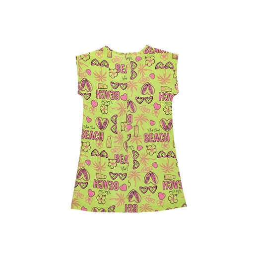 Limonkowa bawełniana sukienka dziewczęca z krótkim rękawkiem Bee Loop 116 5.10.15