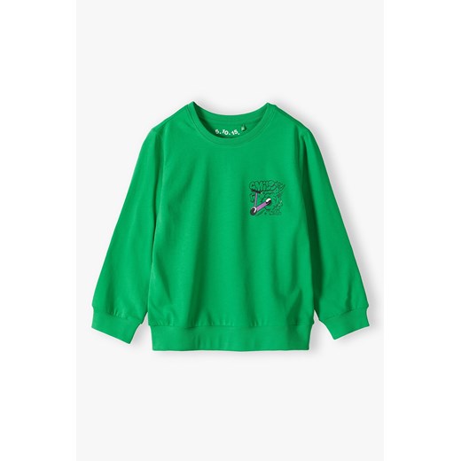 Zielona dzianinowa bluzka z kolorowymi nadrukami - 5.10.15. ze sklepu 5.10.15 w kategorii Bluzy chłopięce - zdjęcie 169685559