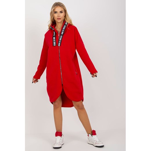 Czerwona długa dresowa bluza rozpinana oversize ze sklepu 5.10.15 w kategorii Bluzy damskie - zdjęcie 169685658