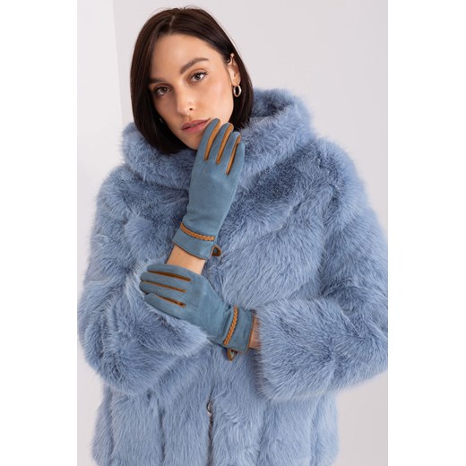 Brudnoniebieskie rękawiczki z plecionymi paskami Wool Fashion Italia L/XL 5.10.15 wyprzedaż
