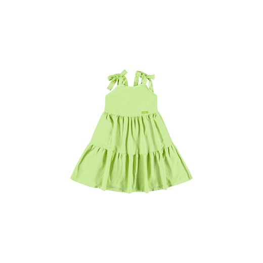 Limonkowa bawełniana sukienka dziewczęca z kokardkami na ramiączkach ze sklepu 5.10.15 w kategorii Sukienki dziewczęce - zdjęcie 169685847