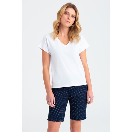 T-shirt damski z dekoltem w serek biały ze sklepu 5.10.15 w kategorii Bluzki damskie - zdjęcie 169686019