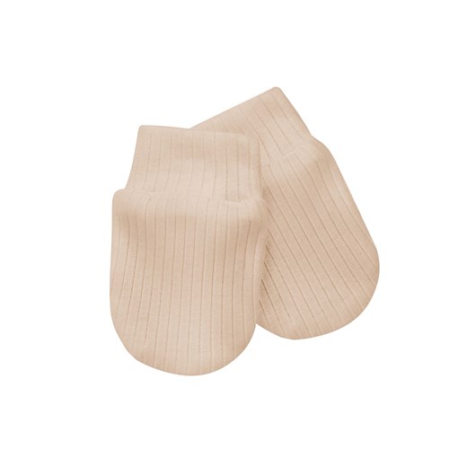 Niedrapki z bawełny prążkowanej Lovely Day Beige ze sklepu 5.10.15 w kategorii Rękawiczki dziecięce - zdjęcie 169686089
