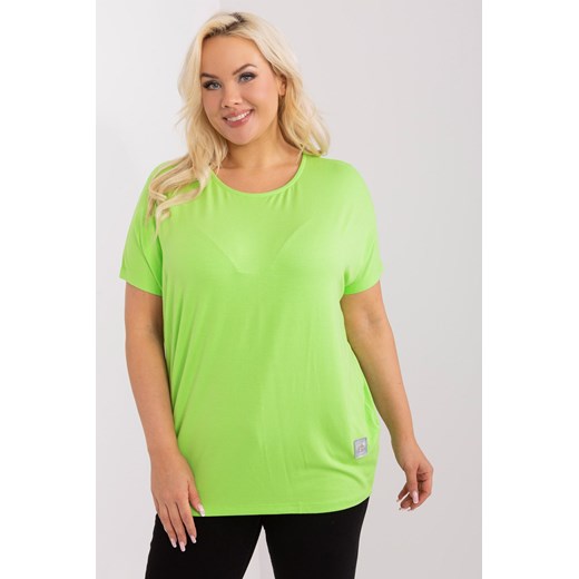 Gładka bluzka plus size z naszywką jasny zielony one size 5.10.15
