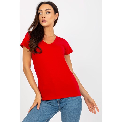 T-shirt damski dzianinowy czerwony ze sklepu 5.10.15 w kategorii Bluzki damskie - zdjęcie 169686186