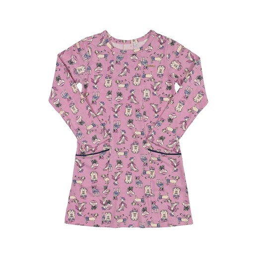 Różowa sukienka dla dziewczynki z nadrukiem ze sklepu 5.10.15 w kategorii Sukienki dziewczęce - zdjęcie 169686308