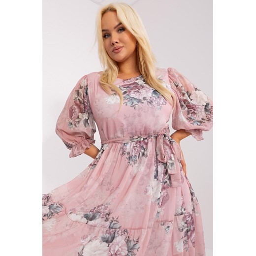 Rozkloszowana sukienka plus size w kwiaty jasny różowy Lakerta M/L 5.10.15